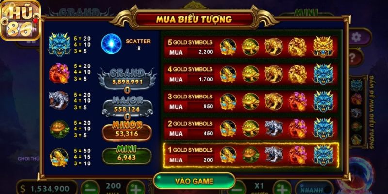 Nổ hũ game Tứ thần thú Hu86